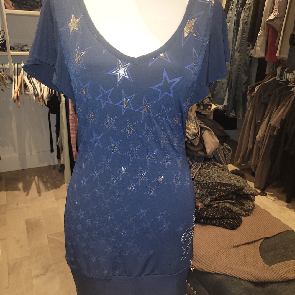South Pole Blue Star Pattern Mini Dress